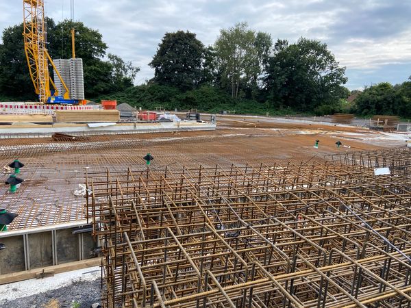 Der Fortschritt auf der Baustelle der neuen  Goetheschule ist deutlich zu erkennen. Foto: Stadt Marl / Pressestelle