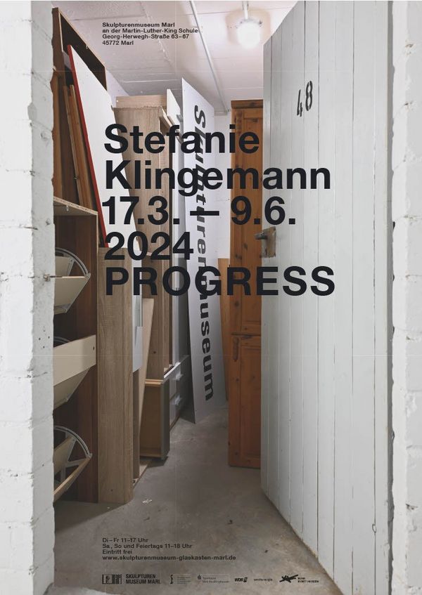 Stefanie Klingemann / PROGRESS. Ausstellungsplakat: Stadt Marl / Skulpturenmuseum.